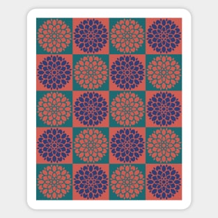 Dahlia Checkerboard in Raspberry, Teal, and Blue Sticker